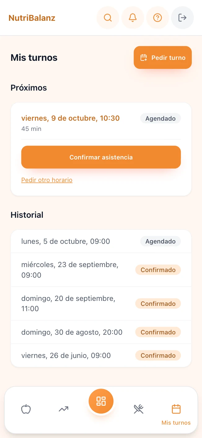 Notificación de recordatorio de turno con botón para confirmar